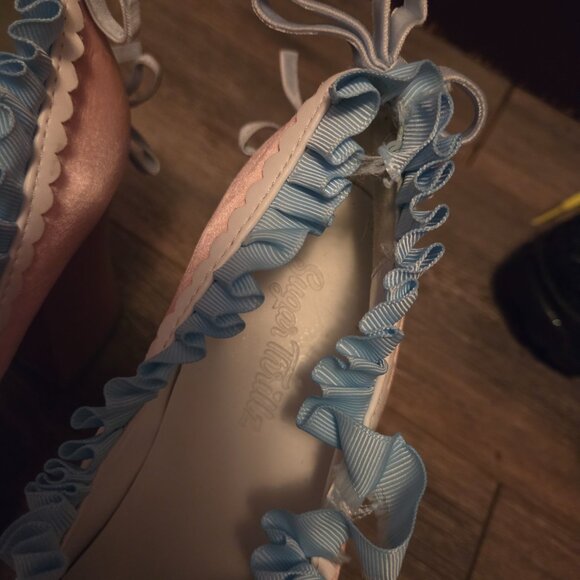 Dollskill Sugarthrillz Blue and pink satin shoes US 5 - Picture 10 of 12
